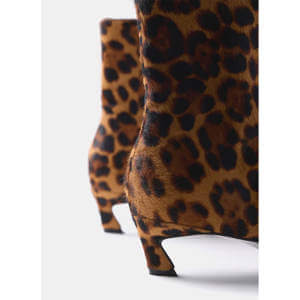 Mint Velvet Leopard Print Leather Textured Ankle Boot